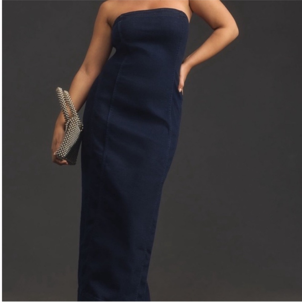 Pilcro Blue Strapless denim Midi Dress